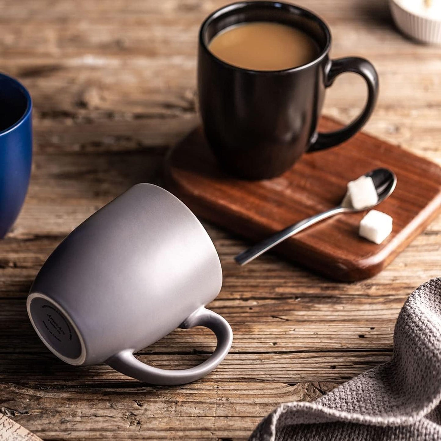 AmorArc 16oz Coffee Mugs Set of 6, Large Ceramic Coffee Mugs for Man, Woman, Dad, Mom, Modern Coffee Mugs Set with handle for Tea/Latte/Cappuccino/Cocoa. Dishwasher&Microwave Safe, Multi-Color