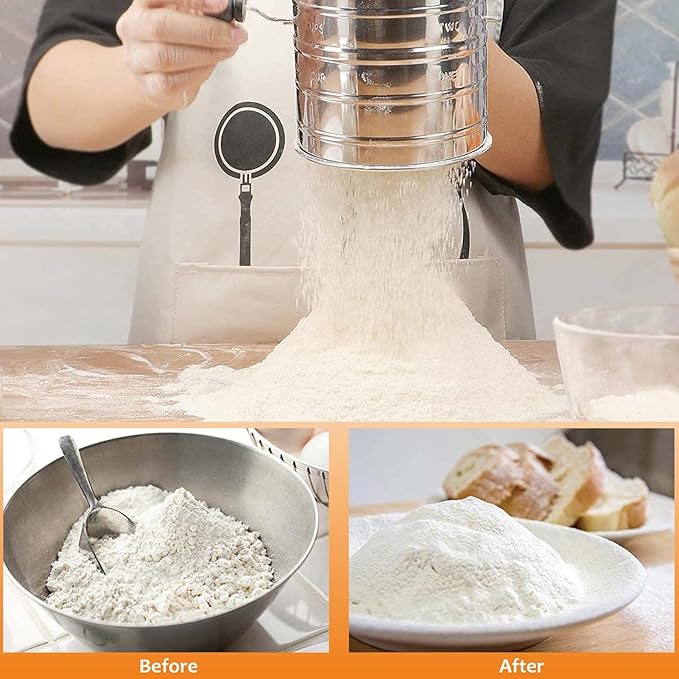 HULISEN Pastry Cutter, Dough Blender, 3 Cup Flour Sifter and Biscuit Cutter, Stainless Steel Dough Cutter, Professional Baking Dough Tools for Cooking Cookies and Donuts(4 Pcs/Set)