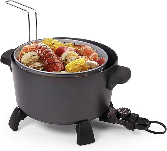 Presto 06009 10-Quart Kitchen Kettle XL Multi-Cooker, Steamer and Deep Fryer, Black