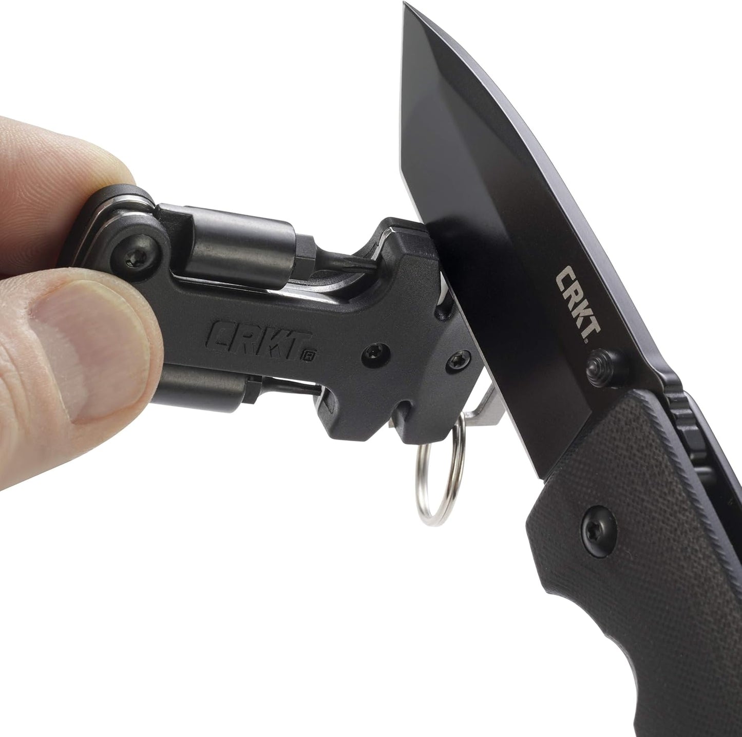 CRKT Knife Maintenance Tool: Tungsten Carbide Sharpener, Ceramic Sharpener Honing Edge, Torx Bits, Bottle Opener, Flat Screwdriver, Keychain Accessory, 9704