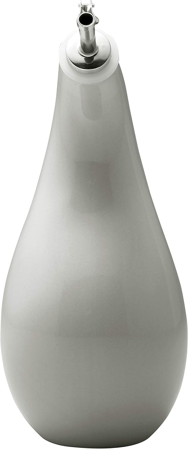 Rachael Ray Solid Glaze Ceramics EVOO Olive Oil Bottle Dispenser with Spout - 24 Ounce , Gray