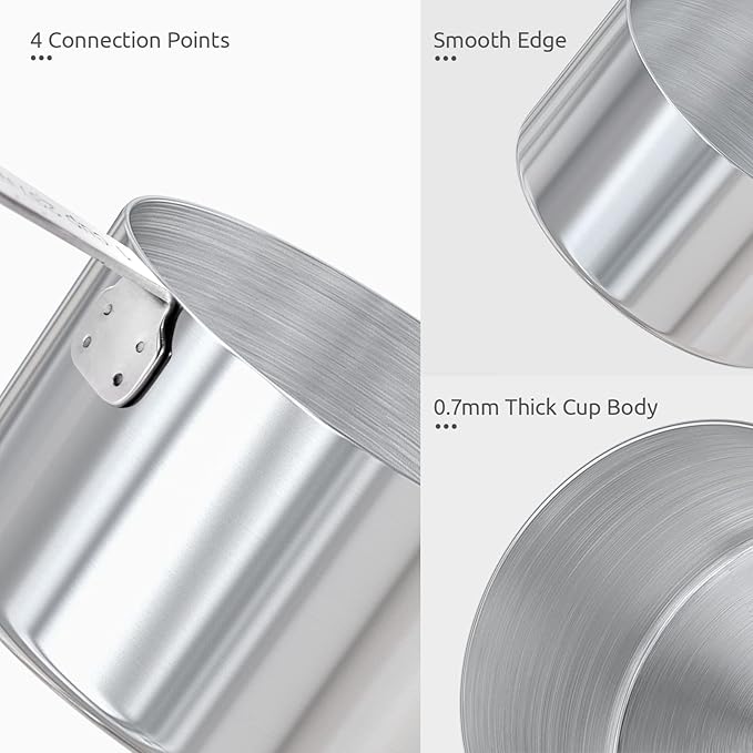 Measuring Cups and Spoons Set: U-Taste 18/8 Stainless Steel 12 Pieces Metal Stacking Kitchen Baking Cooking Food Measure Set 7 Cups 5 Spoons with Strengthened Weld Joints (Aqua Sky)