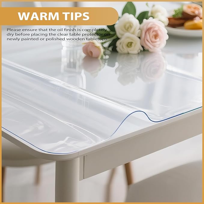 Clear Table Protector 42 x 84 Inch, 1.9mm Thick Waterproof PVC Plastic Table Cover, Durable Table Pad for Dining Room, Kitchen, Writing Desk, and Coffee Tables