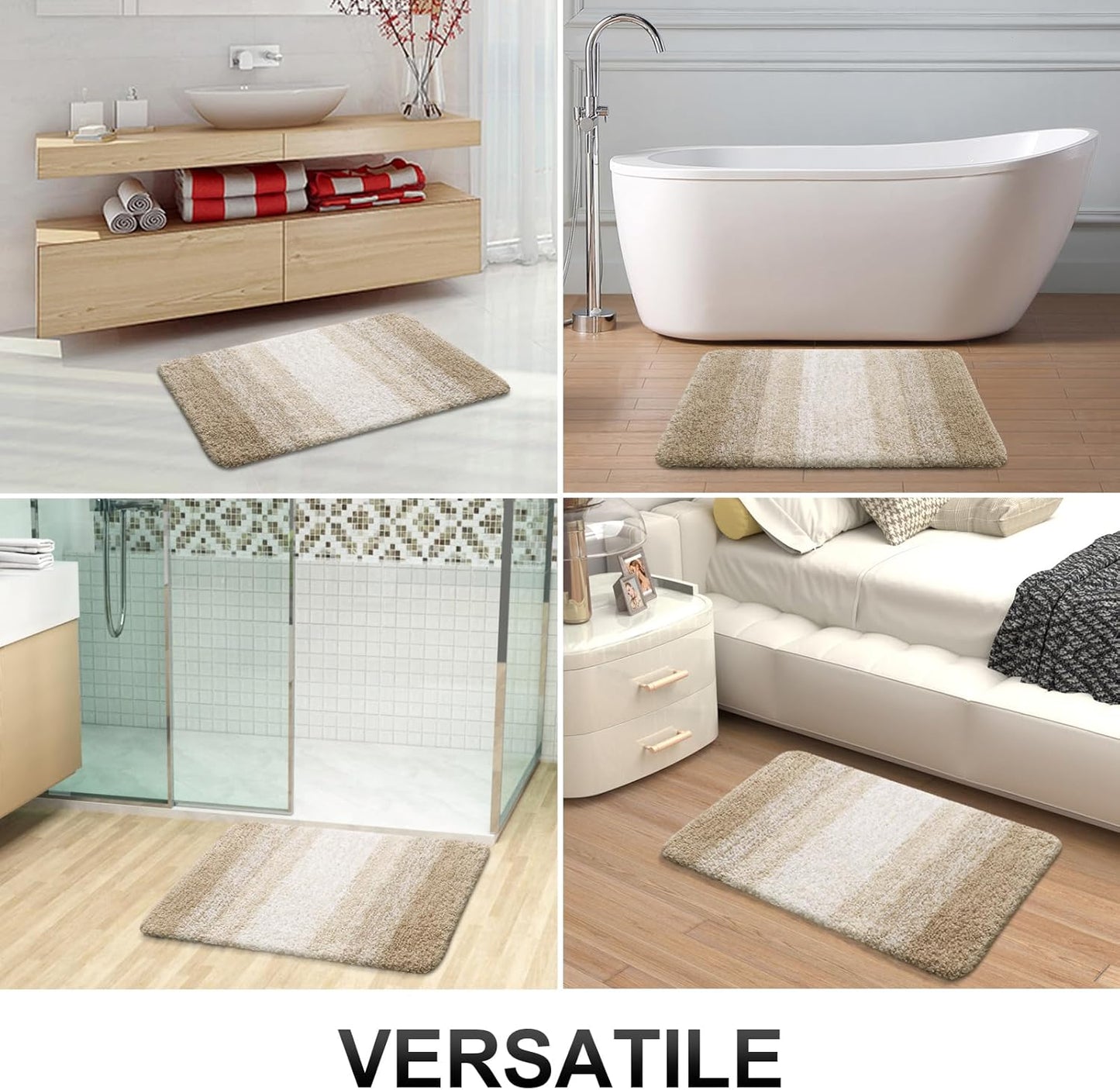 OLANLY Bathroom Runner Rugs 59x20, Extra Soft Absorbent Microfiber Bath Rugs, Rubber Backing, Quick Dry, Machine Washable Bath Mats for Bathroom Floor, Tub and Shower, Home Decor Accessories, Tan
