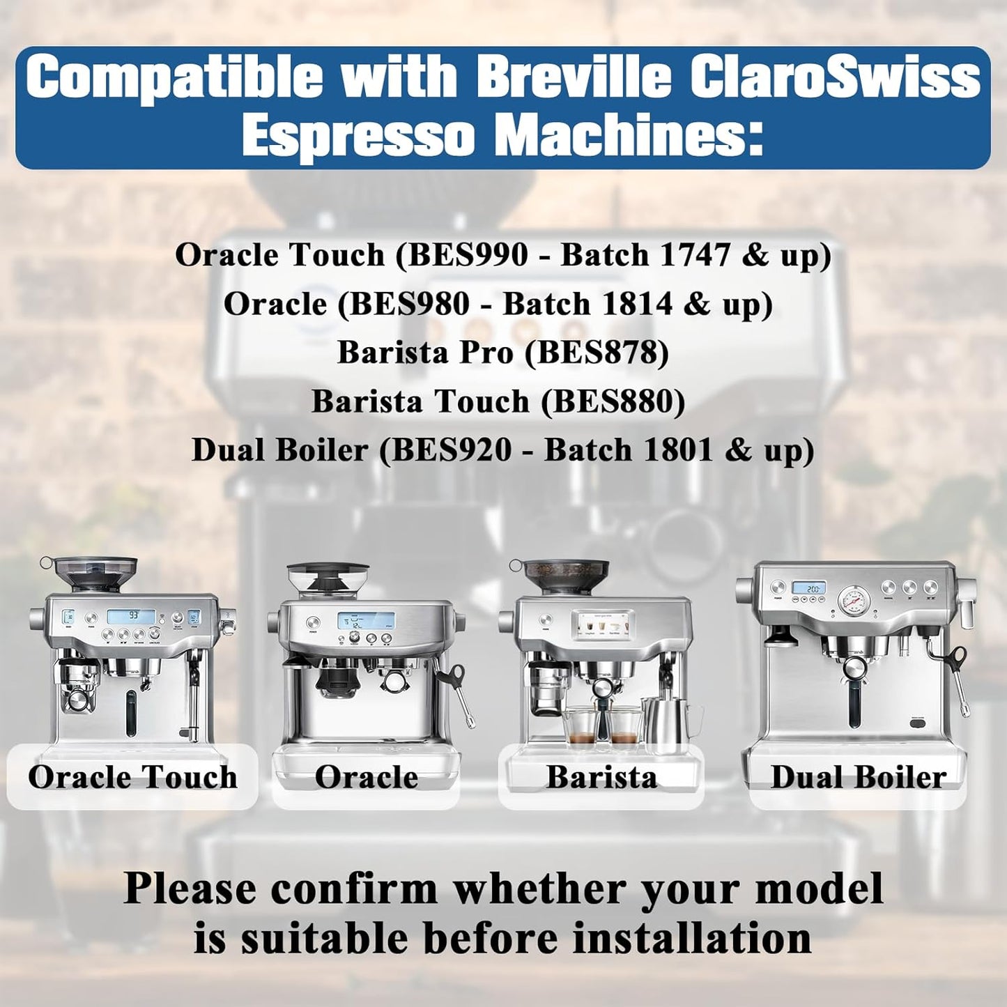 6 Pack Replacement Water Filter for Breville Espresso Machine Barista Touch Bes880, Barista Pro BES878, Oracle Touch BES990, Oracle BES980, Dual Boiler BES920 Bambino ClaroSwiss Sage by Funmit