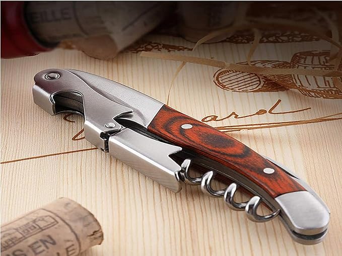 Professional Waiter Corkscrew Wine Key for Bartenders Set of 3,With Long Rosewood Handle Stainless Steel Handle Wine Opener for Bar Restaurant Waiters, Sommelier, Bartend (Long Wood 3 Packs)