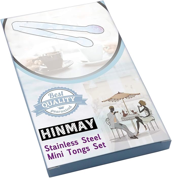 5" Mini Serving Tongs Set, Tiny Stainless Steel Small Tongs for Appetizers, Tea Party, Coffee Bar, Desserts, Set of 4