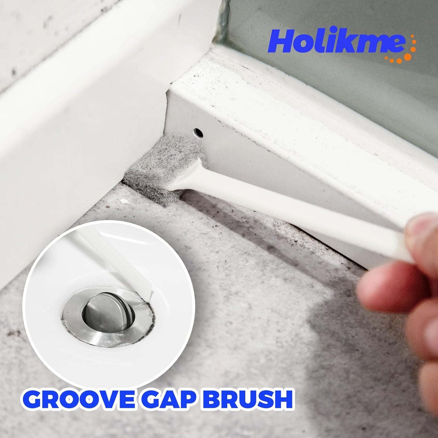 Holikme Cleaning Brush Set, Scouring Pad for Cleaning, Groove Gap Brushes for Pot, Pan, Kitchen Sink, Wire Brushes (White)