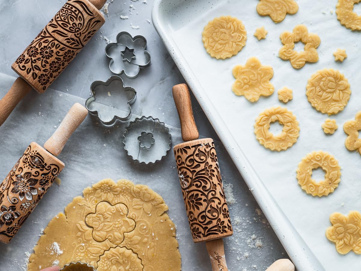 Dachshunds Pattern Embossing Rolling Pin Engraved Rolling Pin With Dogs Pattern