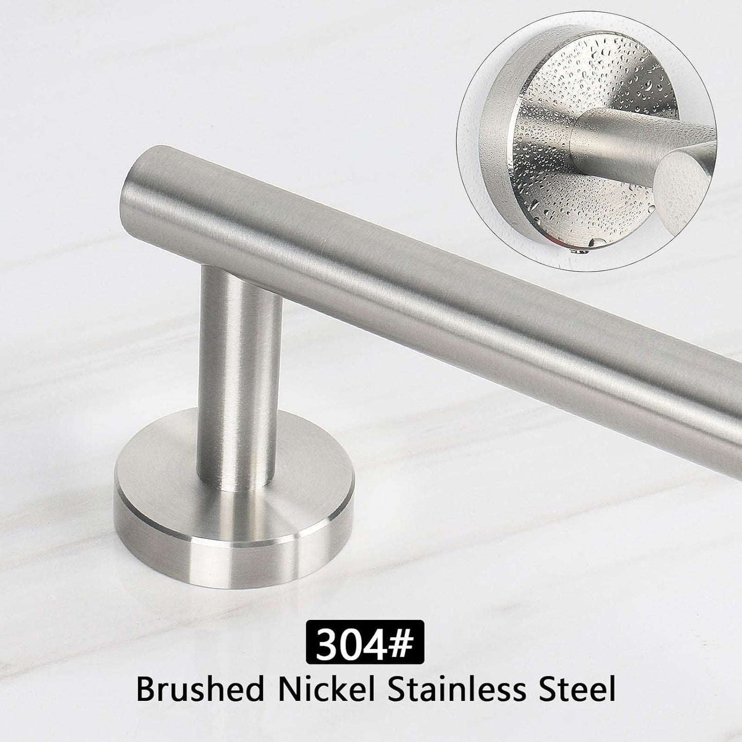 NearMoon Bathroom Towel Bar, Bath Accessories Thicken Stainless Steel Shower Towel Rack for Bathroom, Towel Holder Wall Mounted (1 Pack, Brushed Nickel, 18 Inch)