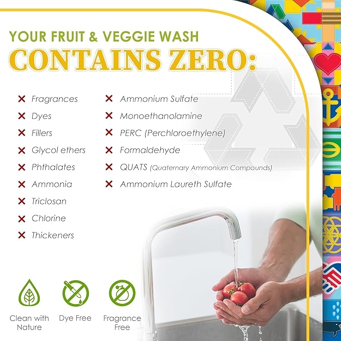 Truly Free Fruit and Vegetable Wash Refills | Veggie Wash Removes 99% Dirt & Wax | Plant-Based Produce Cleaner Spray | No Aftertaste, Made in USA | Fragrance-Free, 16oz (Pack of 3)