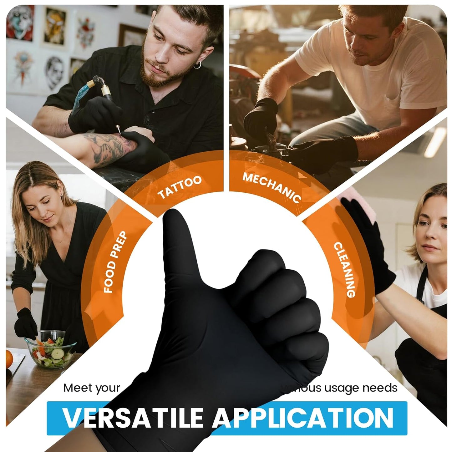 6 mil Disposable Nitrile Gloves, Heavy Duty Disposable Glove, Cooking Gloves, Latex Free, Powder Free (Black of 100, Small)
