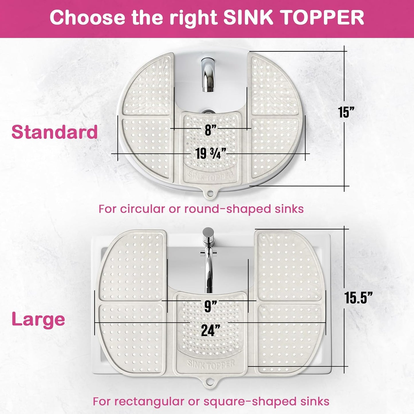 Sink Topper Bathroom Counter Cover & Storage Saver, Foldable Silicone Mat for Hot Tools, Hair Styling & Makeup, Beauty Brush Cleaning Mat, RV Camper Sink Cover & for Small Spaces (Large Black)