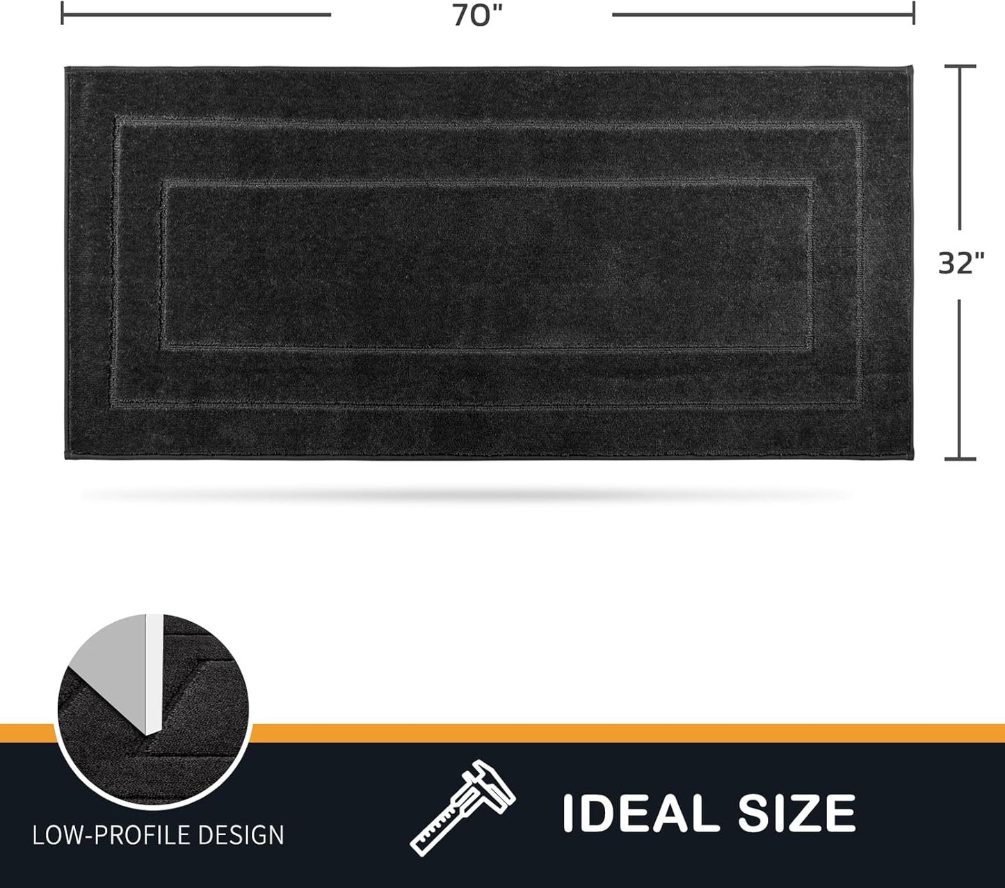 PURRUGS Dirt Trapping Door Mat 32" x 70", Non-Slip/Skid Machine Washable Entryway Rug, Dog Doormat, Super Absorbent Welcome Mat for Muddy Wet Shoes and Paws, Charcoal
