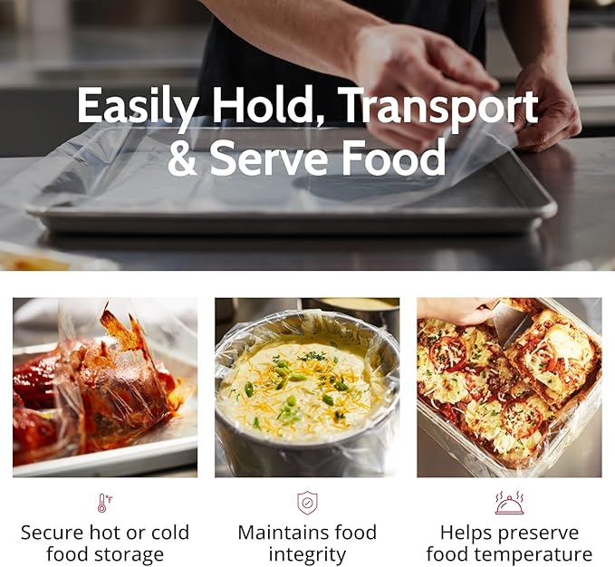 PanSaver Hotel Clear Pan Liners for Easy Clean Up - Disposable Buffet Pan Liners, Ovenable up to 400F (Full Shallow/Medium Pan Liner - 12 x 32 in)