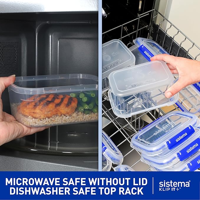 Sistema KLIP IT Food Storage Container, 5 L, Airtight & Stackable, BPA-Free, Clear with Blue Clips