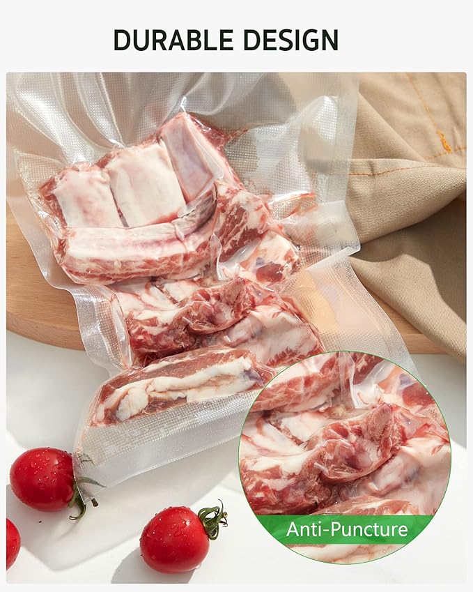 Syntus Vacuum Sealer Bags, 100 Quart 8" x 12" and Pint 6" x 10" Commercial Grade PreCut Bag, BPA Free Food Vac Bags for Storage, Meal Prep or Sous Vide