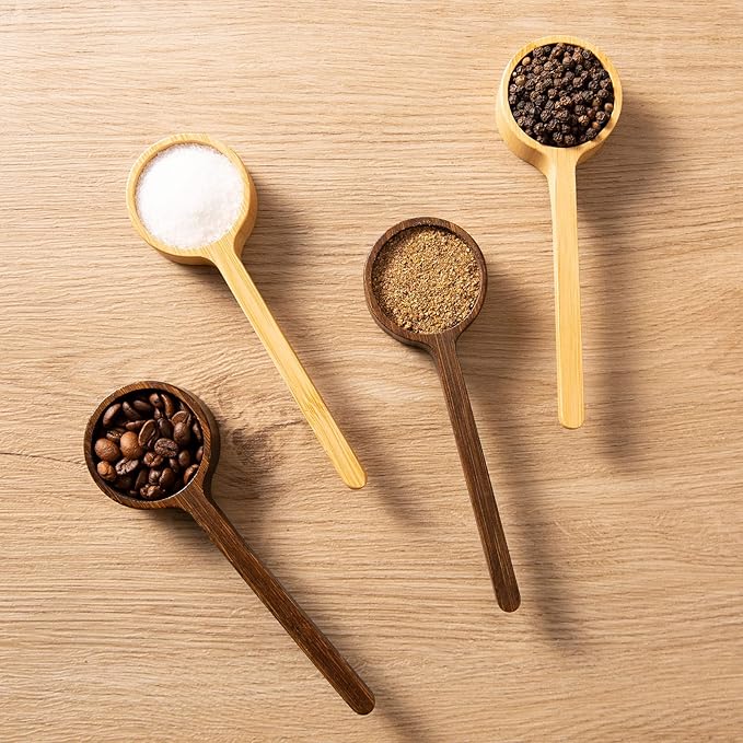 Bamboo Wooden Coffee Scoop Long Handle Measuring Scoop for Jars