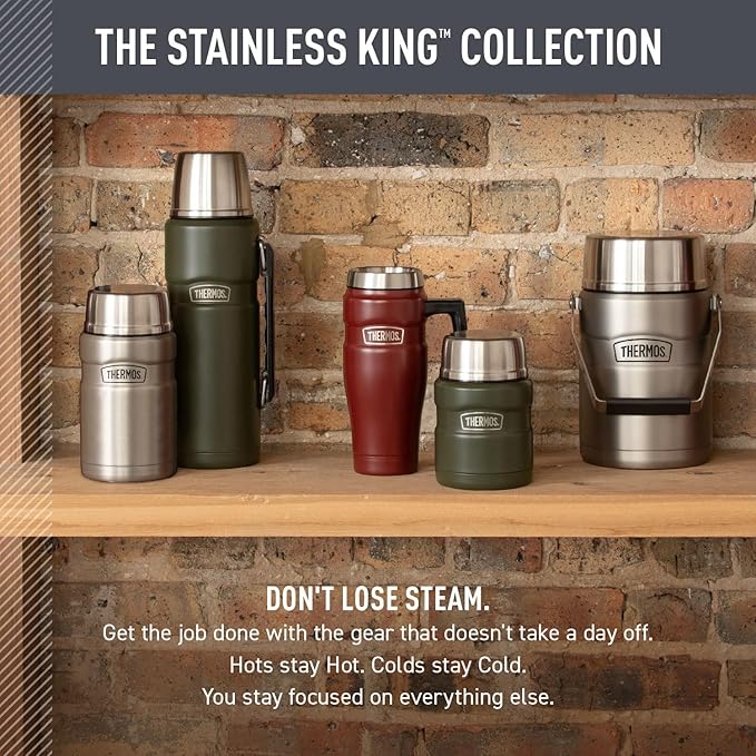 THERMOS Stainless King Vacuum-Insulated Food Jar, 24 Ounce, Rustic Red