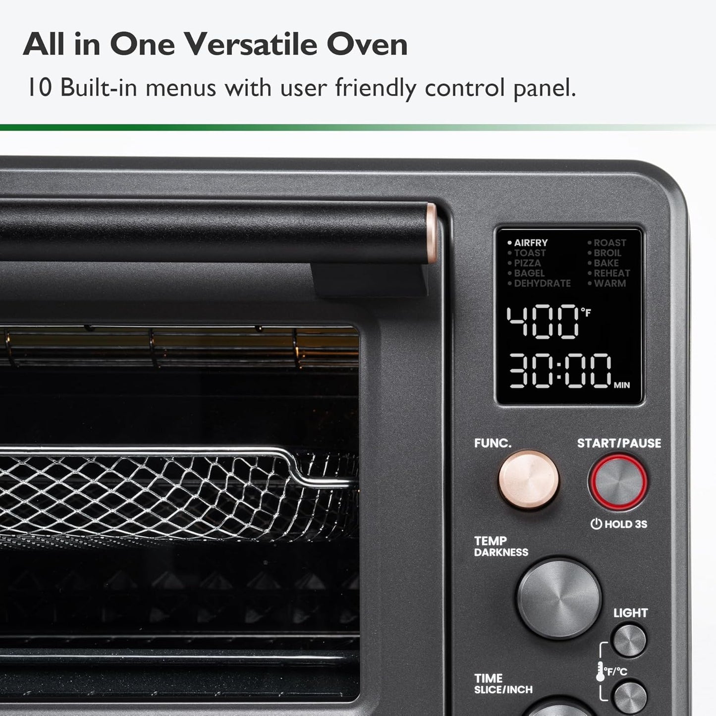 Infrared Heating Air Fryer Toaster Oven Combo, with Non-toxic Enamel-coated Interior, Extra Large Countertop Convection Oven 10-in-1 Combo, 6-Slice Toast, Enamel Baking Pan Easy Clean