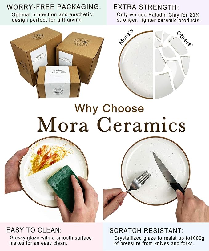 Mora Deep Fluted Ceramic Pie Dish for Apple Pie, Quiche, Tart - 9 inch - Modern Farmhouse Style Porcelain - Earl Grey