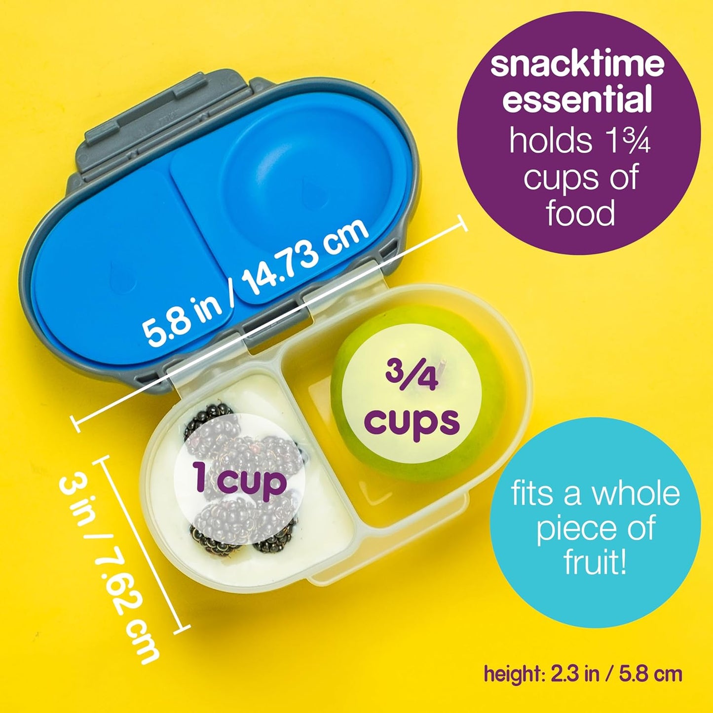 b.box Snack Box for Kids & Toddlers: 2 Compartment Snack Containers, Mini Bento Box, Lunch Box. Leak Proof, BPA free, Dishwasher safe. School Supplies. Ages 4 months+ (Strawberry Shake, 12oz capacity)