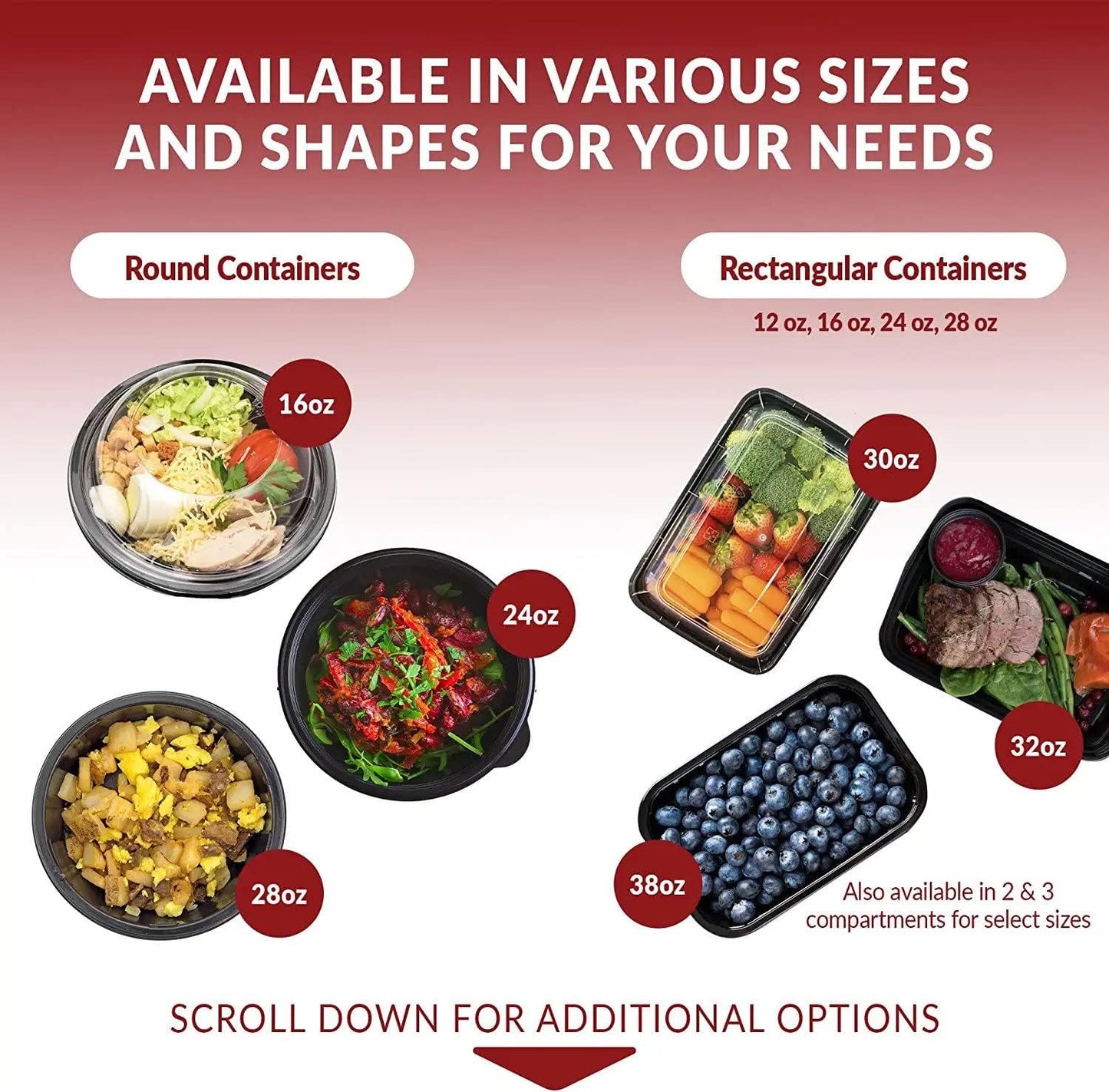 Reli. 28 oz Meal Prep Containers w/Lids - 50 Pack | Leftover To Go, Takeout | Microwave Safe | Disposable Containers for Food Storage | Take Home/Lunch/Meal Planning | Plastic | Black