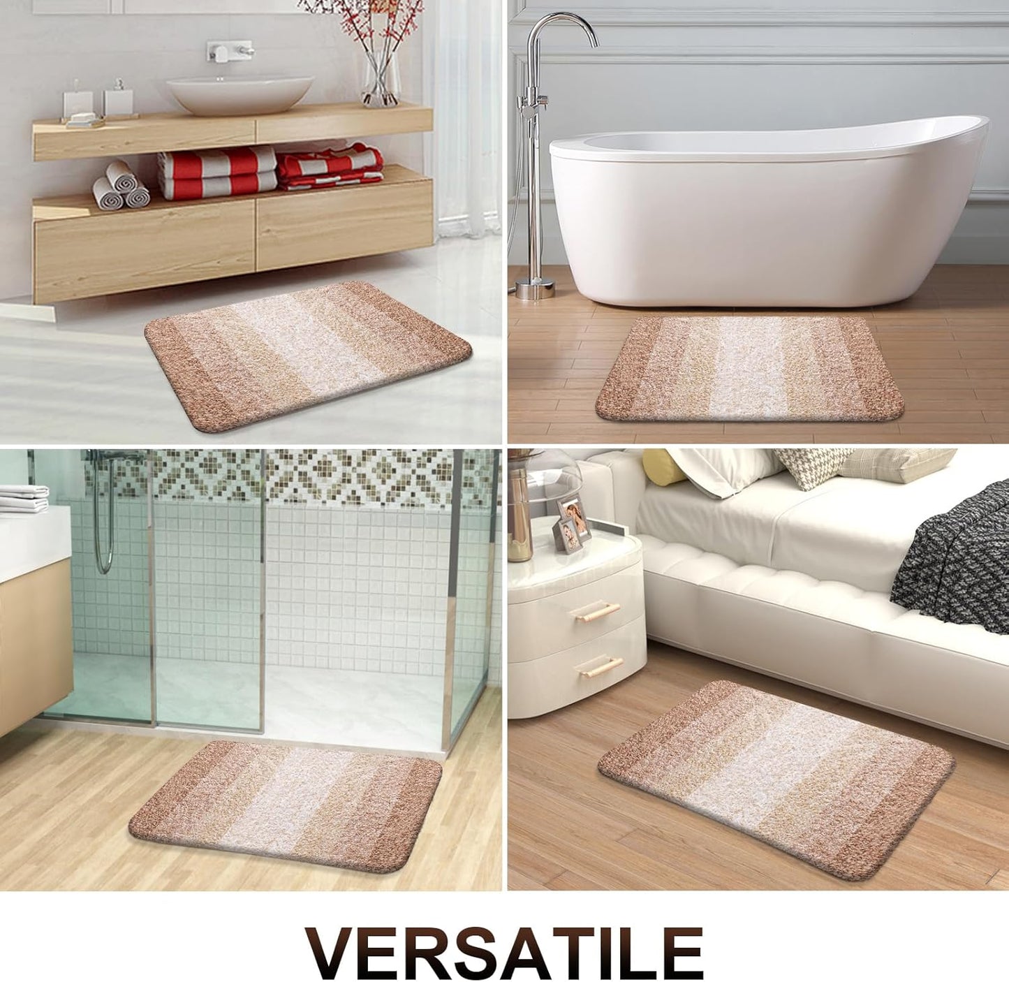 OLANLY Bathroom Runner Rugs 47x24, Extra Soft Absorbent Microfiber Bath Rugs, Rubber Backing, Quick Dry, Machine Washable Bath Mats for Bathroom Floor, Tub and Shower, Home Decor Accessories, Beige