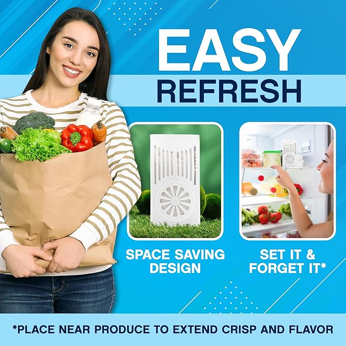 NonScents Refrigerator Deodorizer – Odor Eliminator for Fridge & Freezer – Outshines Baking Soda & Deodorizer with Activated Charcoal – Unscented & Long-Lasting, Freshen Refrigerator