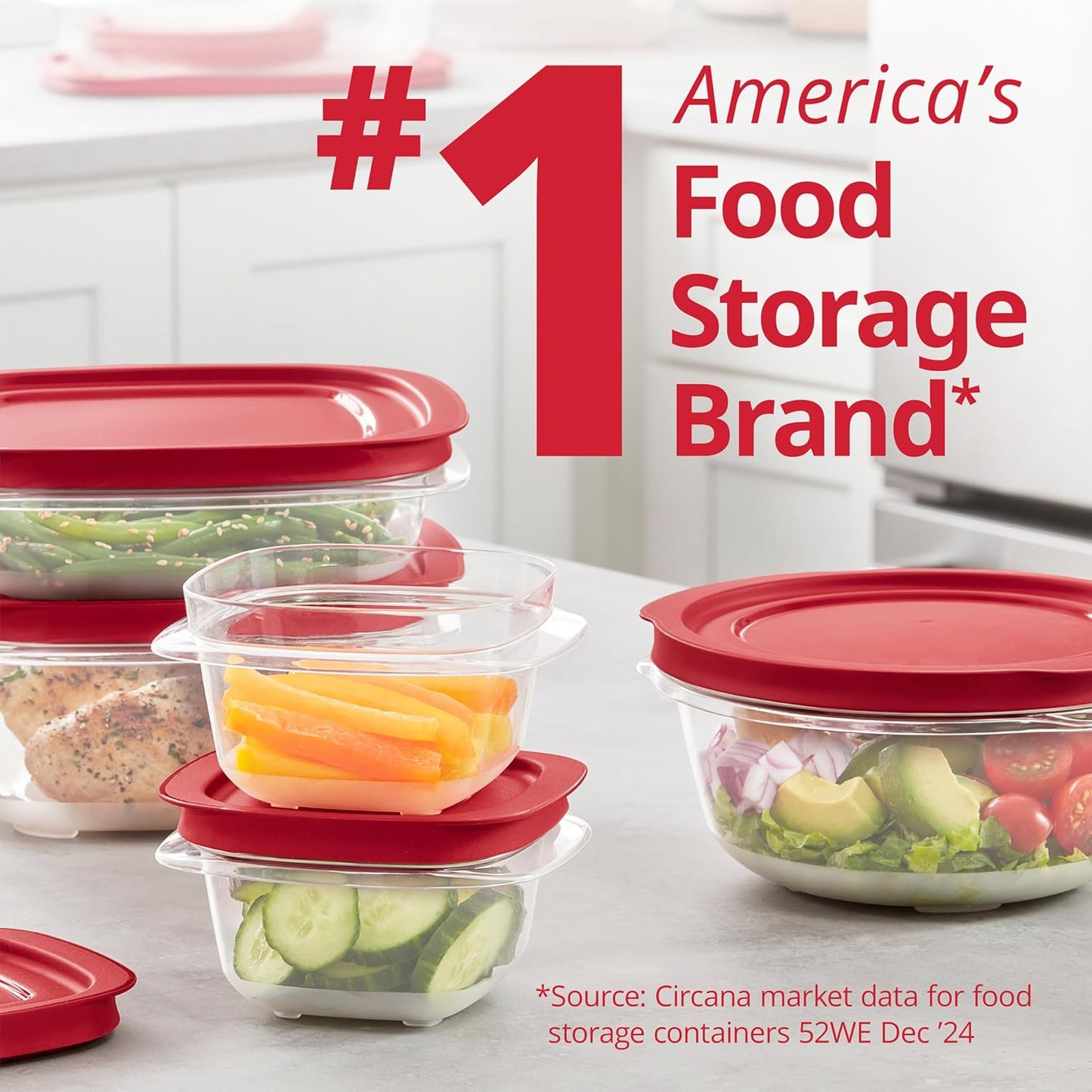 Rubbermaid EasyStore Square and Round Containers, 14-Piece Set, Food Storage Containers, Food Storage Containers with Lids