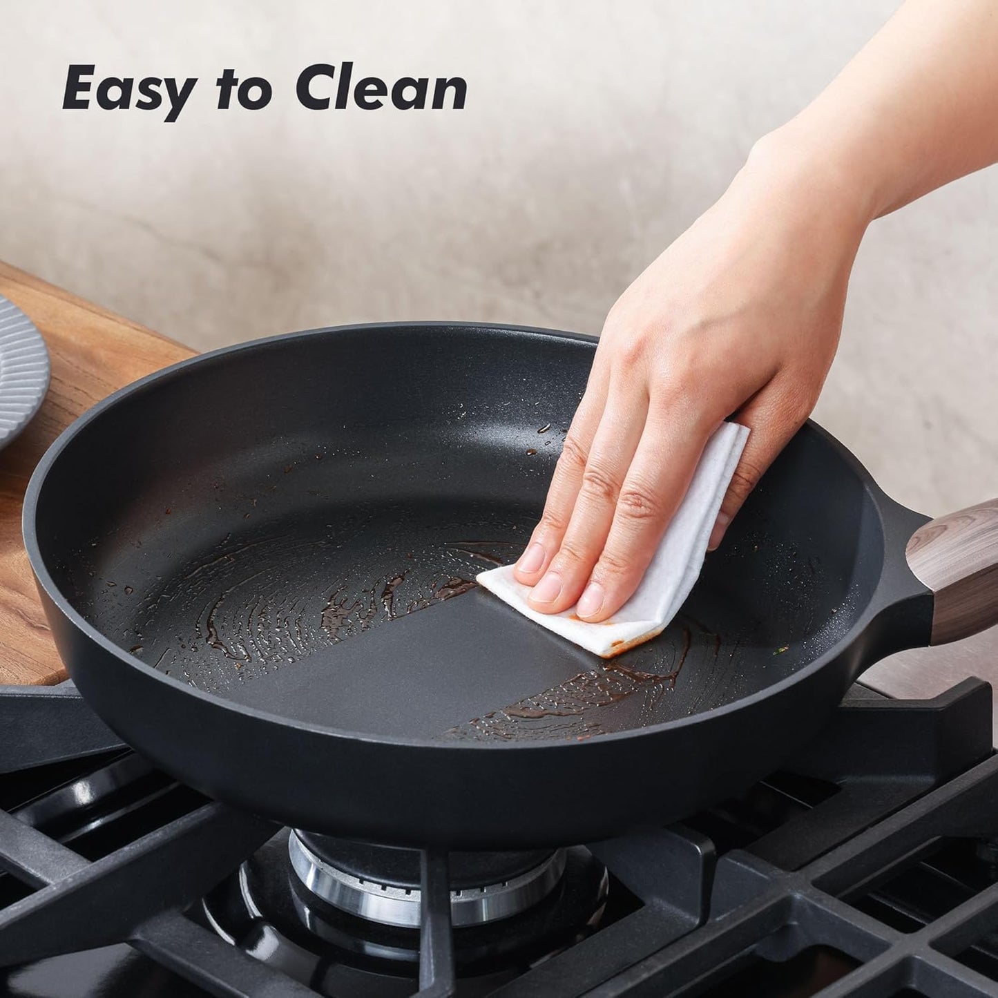SENSARTE Nonstick Frying Pan Skillet 9.5Inch Non Stick Egg Pan Omelette Pans, Healthy Kitchen Cooking Chef's Pan, Free of Intentionally Added PFOA/PFOS, Induction Compatible, Black