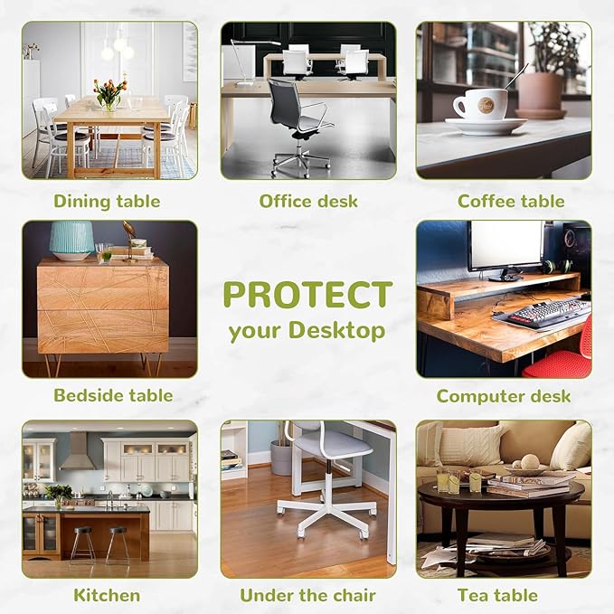 16 x 72 Inch Clear Table Cover Protector, Clear Desk Mat, Transparent Table Protector, 1.5mm Plastic Table Cover, Vinyl Table Protector, Desk Mats on Top of Desks