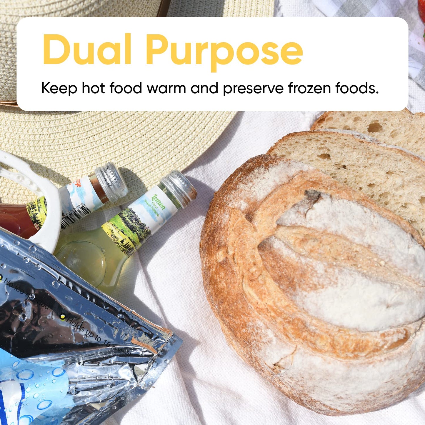 Superio Hot and Cold Insulated Bags for Food Delivery, Grocery Shopping Bags, Food Storage for Hot and Frozen Food for Travel, Disposable Cooler Bag, Reinforced Thermal Lunch Bag (12, 13.5"x17.5")