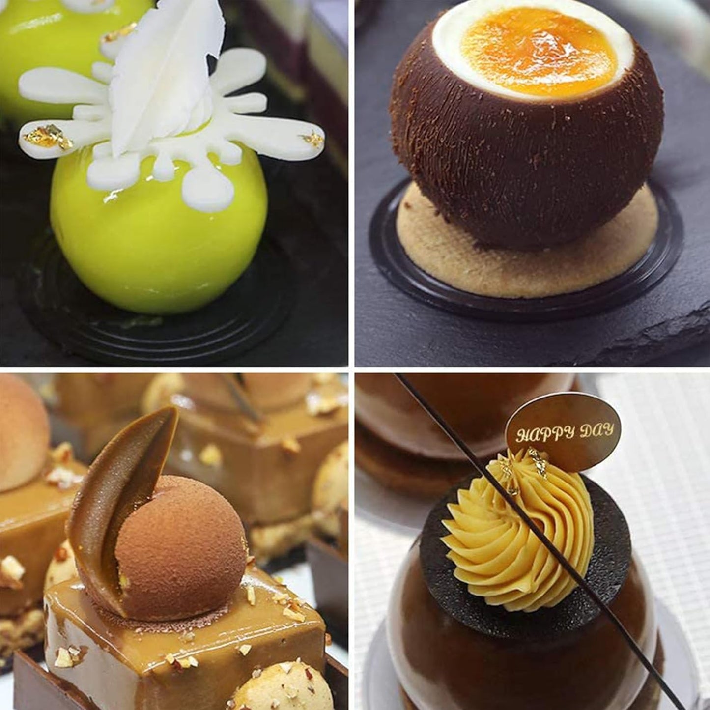 OCPO KITCHEN 3D Sphere Silicone Mold for Baking Mousse Cake Candy Pastry Chocolate Truffle Jelly Cookie Pudding, Ball Shape (8-Cavity)