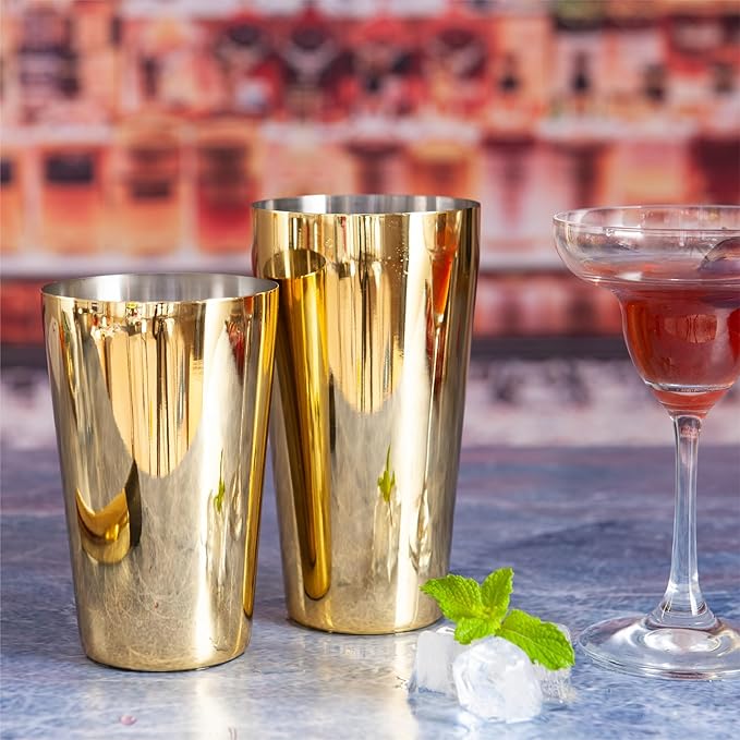 11-Pcs Cocktail Shaker Set Gold,Bartending Kit Stainless Steel Shakers 25oz Bar Kits for Bartender Mixing Set Barware Tool Sets for Professional Bartender and Home