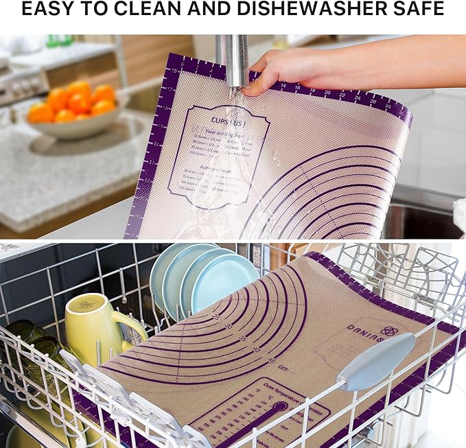 Baking Mat, 24" x36" Silicone Extra Large Non Stick Baking Sheet Mat with Measurement Non-slip Dough Rolling Mat,Reusable Food Grade Silicone Counter Mat for Making Cookies,Macarons,Bread and Pastry