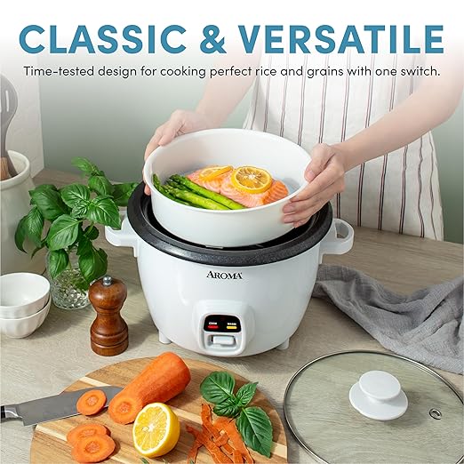 AROMA® 20-Cup (Cooked) One-Touch Rice Cooker and Food Steamer with Auto-Warm | 10 cups uncooked, 20 cups cooked (ARC-390NGP)