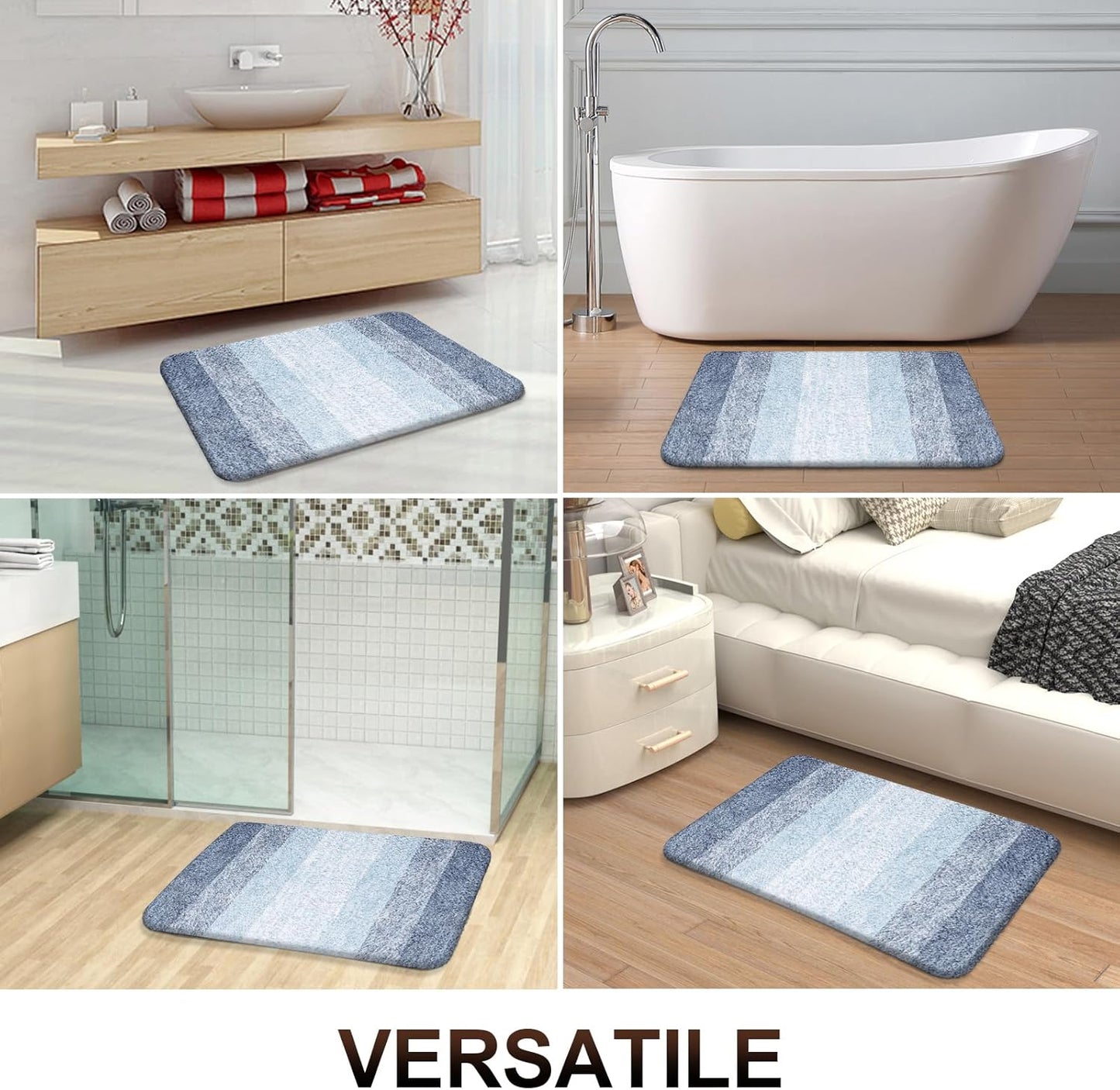 OLANLY Bathroom Rugs Mat 70x46, Extra Soft Absorbent Microfiber Bath Rugs, Rubber Backing, Quick Dry, Machine Washable Bath Mats for Bathroom Floor, Tub and Shower, Home Decor Accessories, Blue