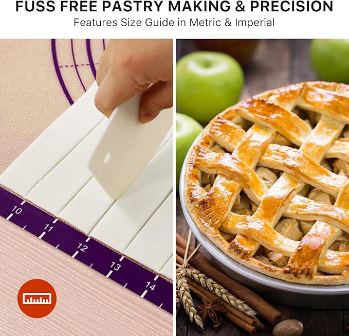 Baking Mat, 26" x 16" Silicone Extra Large Non Stick Baking Sheet Mat with Measurement Non-slip Dough Rolling Mat,Reusable Food Grade Silicone Counter Mat for Making Cookies,Macarons,Bread and Pastry