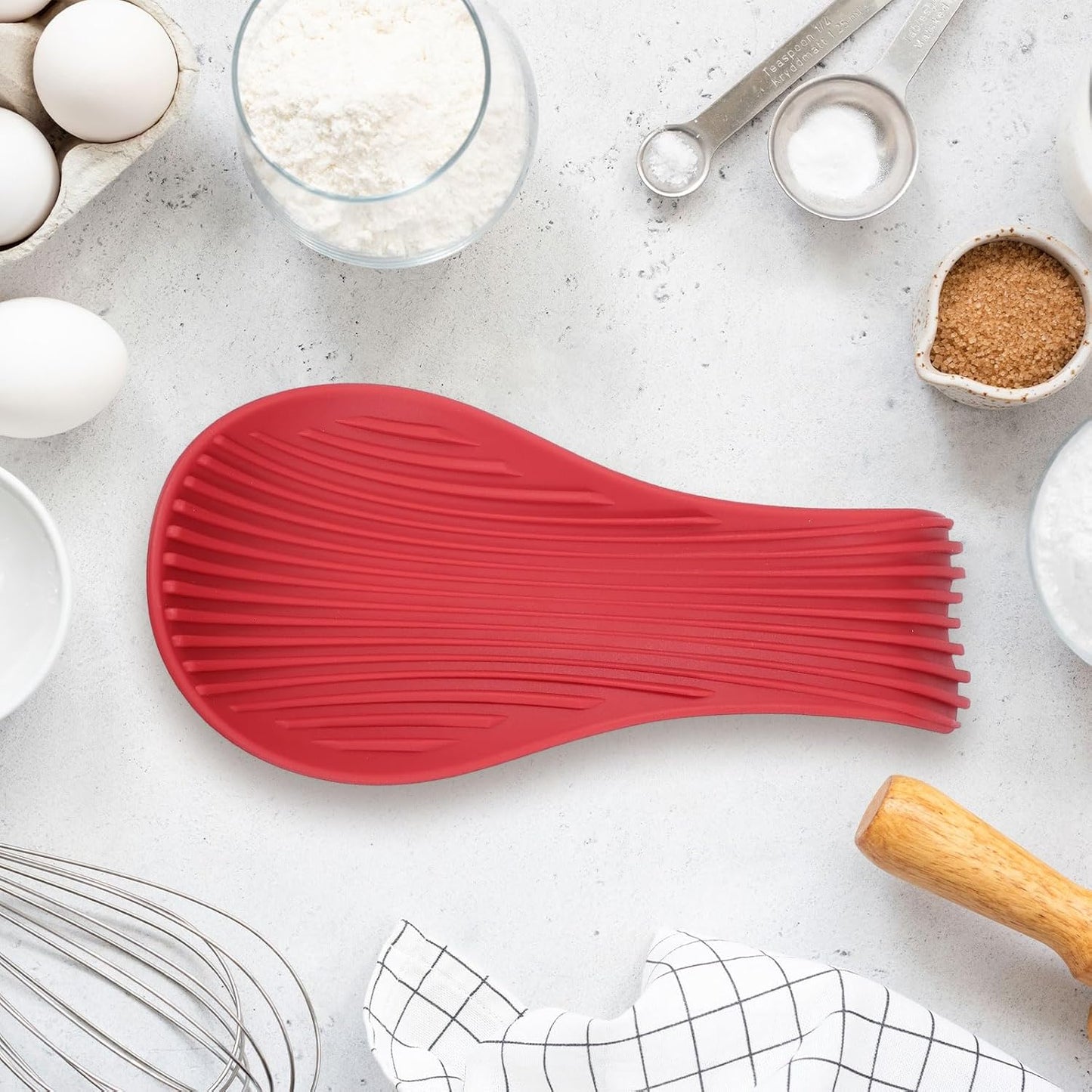 uxcell 1 Set Silicone Spoon Rest for Stove Top, Silicone Spoon Holder for Cooking Spatula, Ladle, Brush Light Grey/Grey