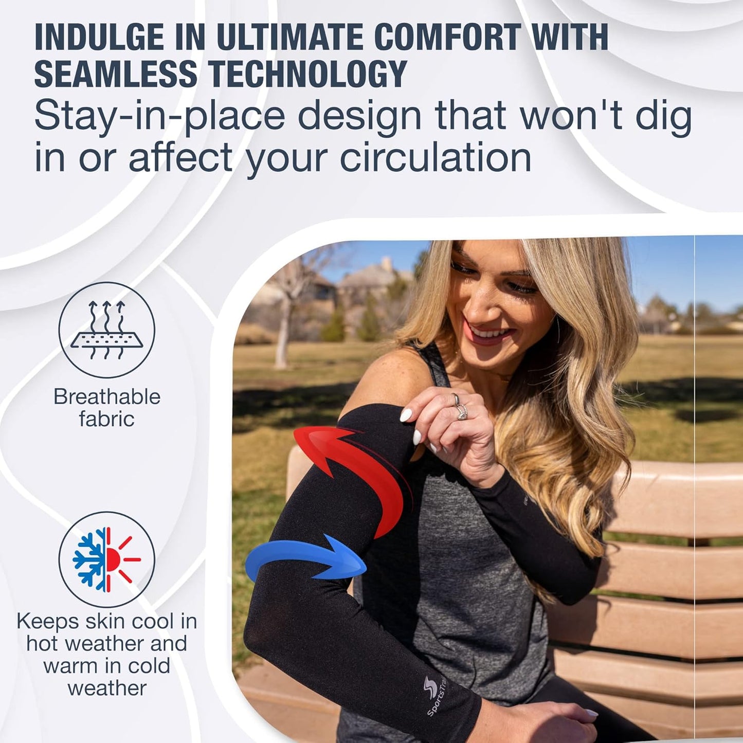 SportsTrail Cooling Arm Sleeves for Men & Women – Breathable, UV Sun Protection, Sports Arm Sleeves for Women, Men & Youth