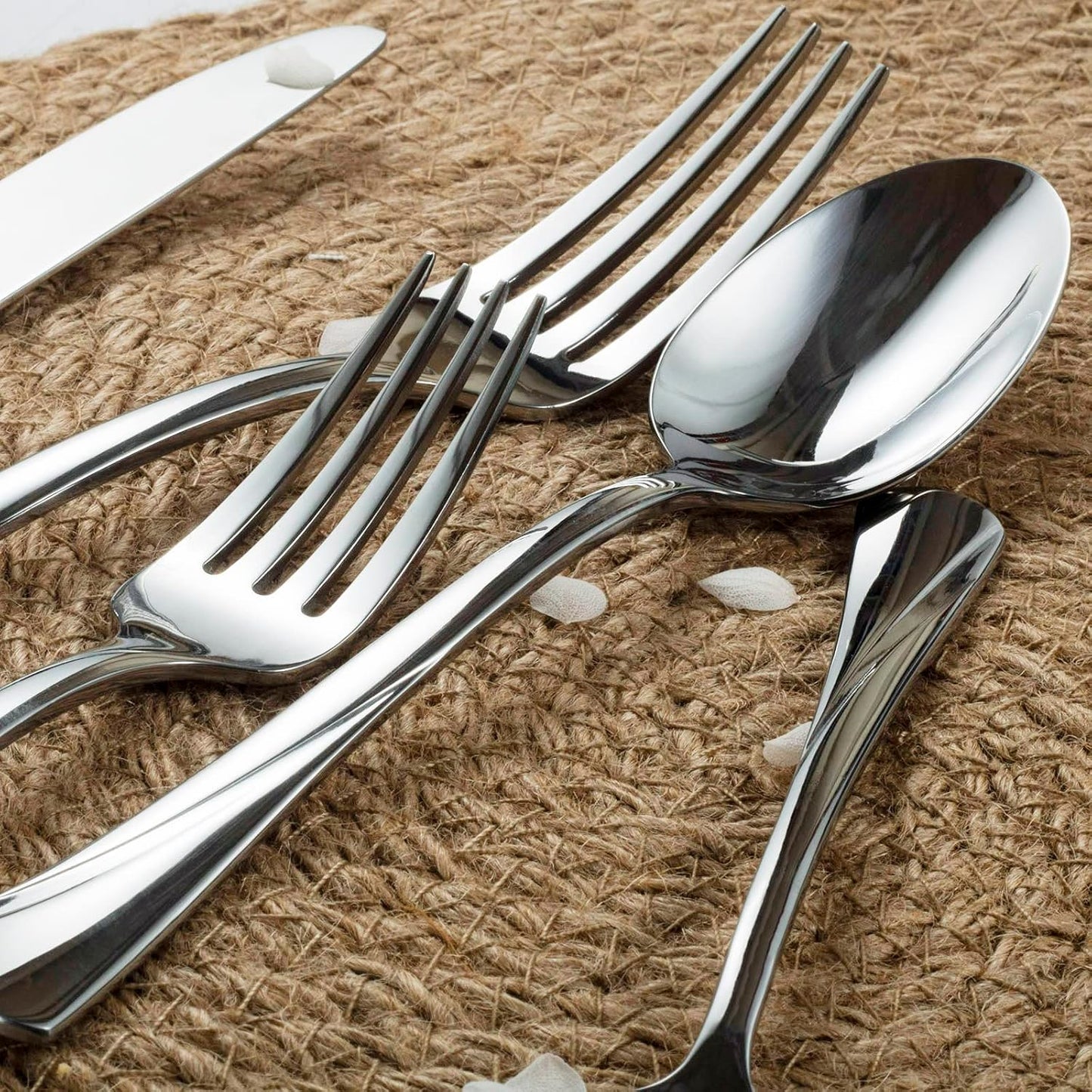 Alata Alice 60-Piece Silverware Set Stainless Steel Flatware Set,Service for 12,Mirror Polished Cutlery Set,Dishwasher Safe