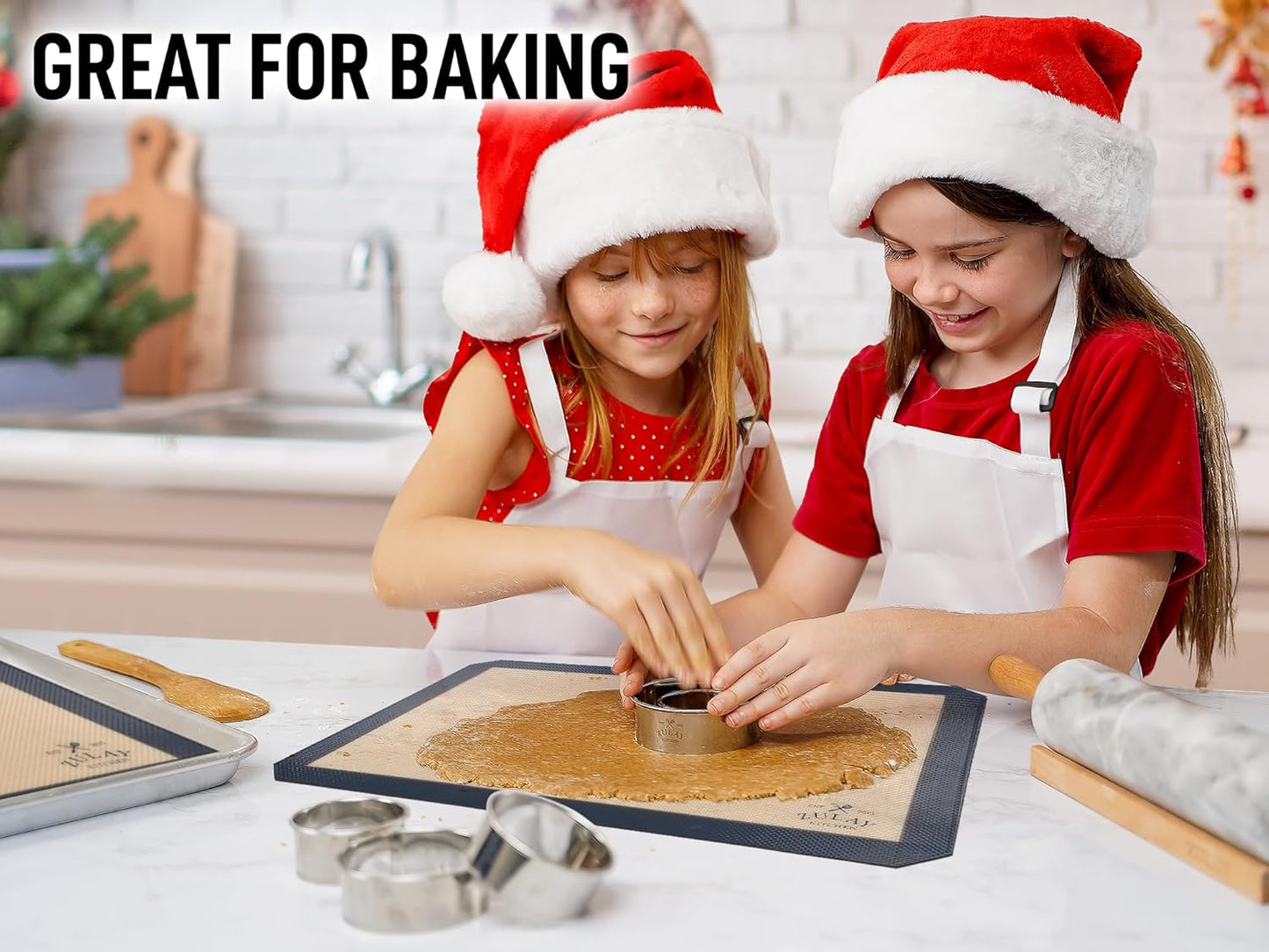Zulay Kitchen 16.5"x11.6" 2-Pack Silicone Baking Mat - Reusable Nonstick Baking Sheet - Dark Gray