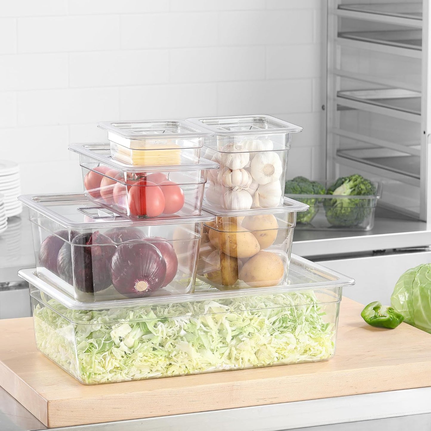 6 PCS Lids Universal 1/2 Size Polycarbonate Clear Food Pan Lids with Handle Dishwasher Safety Food Storage Container Cover for Party Food Prep Table Hotel BPA Free