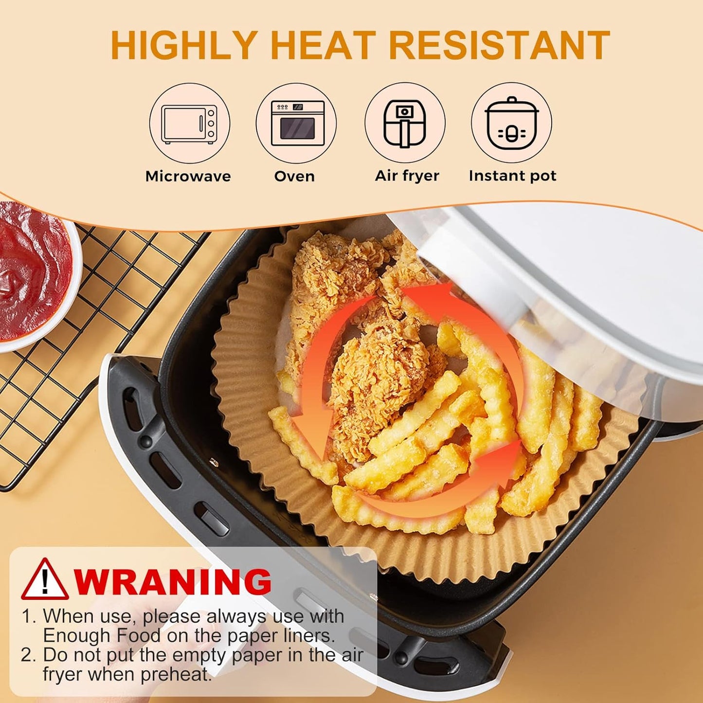 Air Fryer Paper Liners: 125Pcs Air Fryer Liner Disposable, Oilproof Waterproof Airfryer Parchment Paper Baking Liner Round Basket(6.5inch)