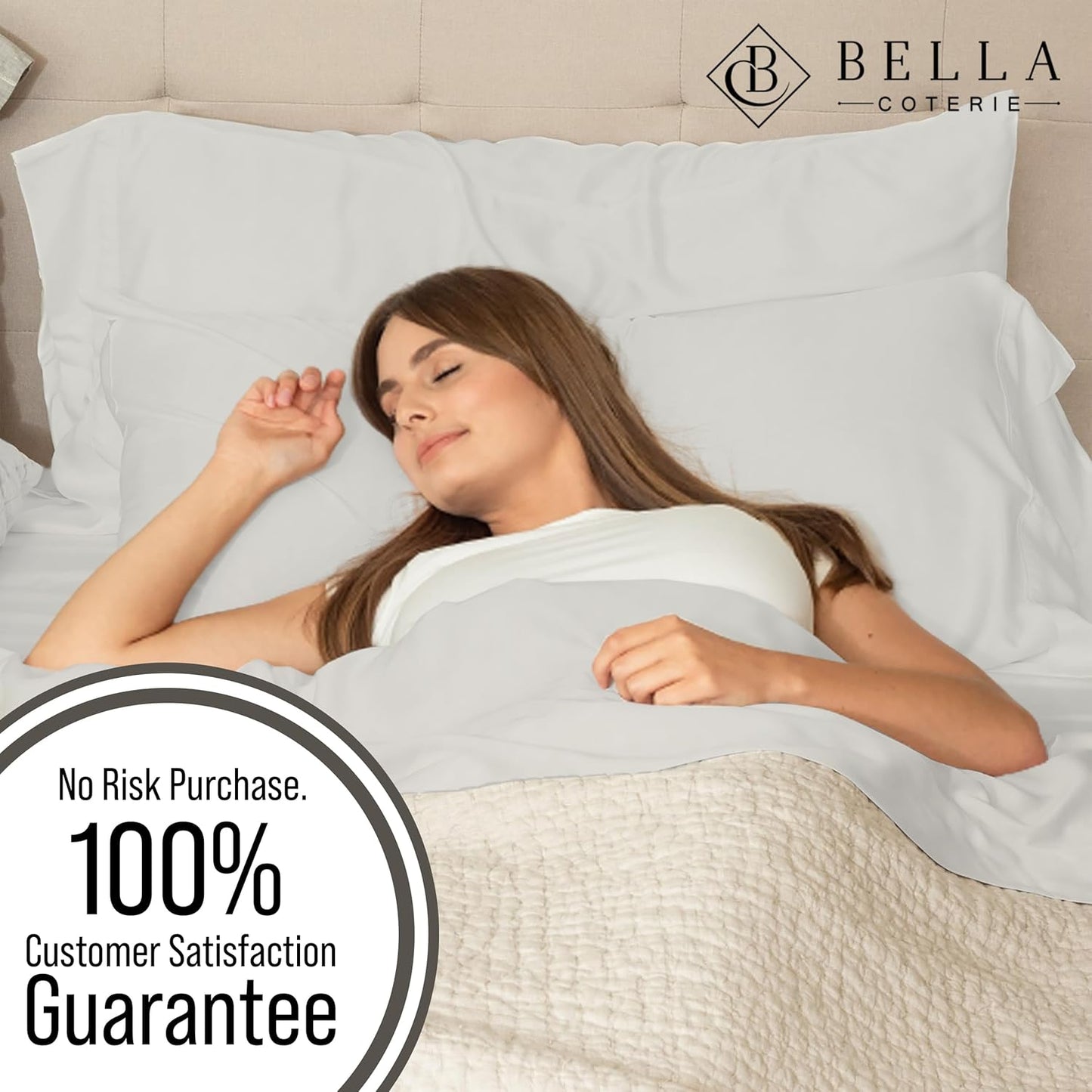 Bella Coterie Luxury Bamboo Viscose Split Top King Size Sheet Set | 100% Organically Grown | Ultra Soft | 34" Split | Cooling for Hot Sleepers | 18" Deep Pocket [Grey Mist]
