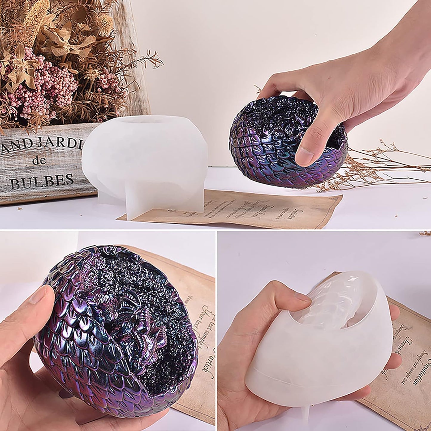 Horizontal Dragon Egg Mold Silicone Wave Spiral Candle Mold - Silicone Resin Casting Molds for Candle & Resin & Soap Craft Supplies