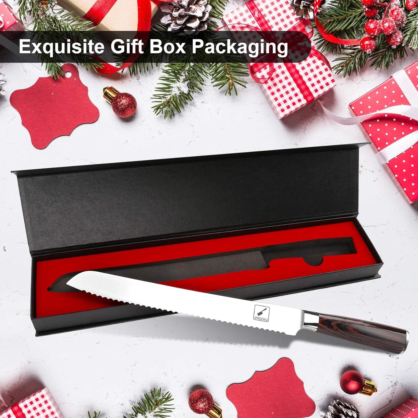 imarku Bread Knife, German High Carbon Stainless Steel Professional Grade Bread Slicing Knife, 10-Inch Serrated Edge Cake Knife, Bread Cutter for Homemade Crusty Bread, Birthday Gifts for Women Men
