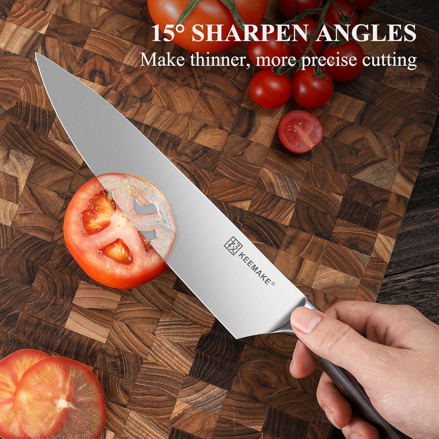 KEEMAKE Professional Chef Knife Set 2 Pieces - Kitchen Knives High Carbon Stainless Steel Ultra Sharp Blade & Ergonomic Pakkawood Handle, Perfect for Meat Cutting, Vegetable Chopping & Culinary Gifts