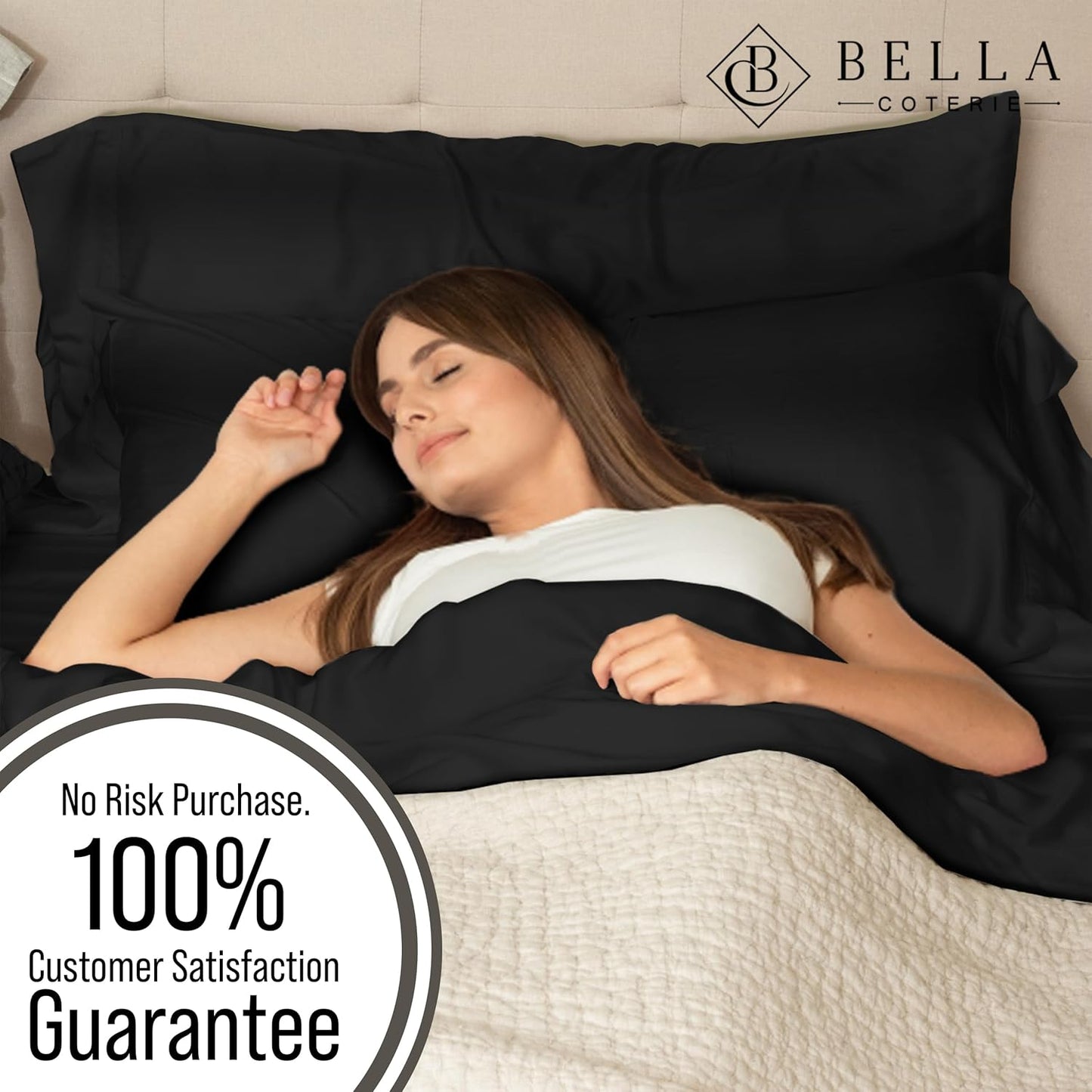 Bella Coterie Luxury Bamboo Viscose Twin Size Sheet Set | 100% Organically Grown | Ultra Soft | Cooling for Hot Sleepers | 18" Deep Pocket [Black]